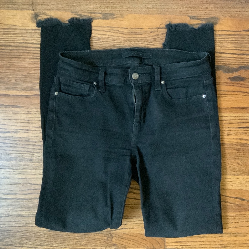Joe’s Jeans black skinny ankle uneven raw hem 27